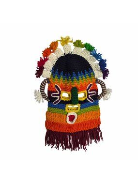 Diablo Huma Handmade  Aya Umo Inca's kids Knit Mask Ecuador Black Inti Raymi New
